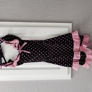 Black Camisole with Pink Ruffles